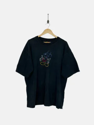 90's Disney Mickey Mouse USA Made Embroidered Vintage T-Shirt Size XL-2XL