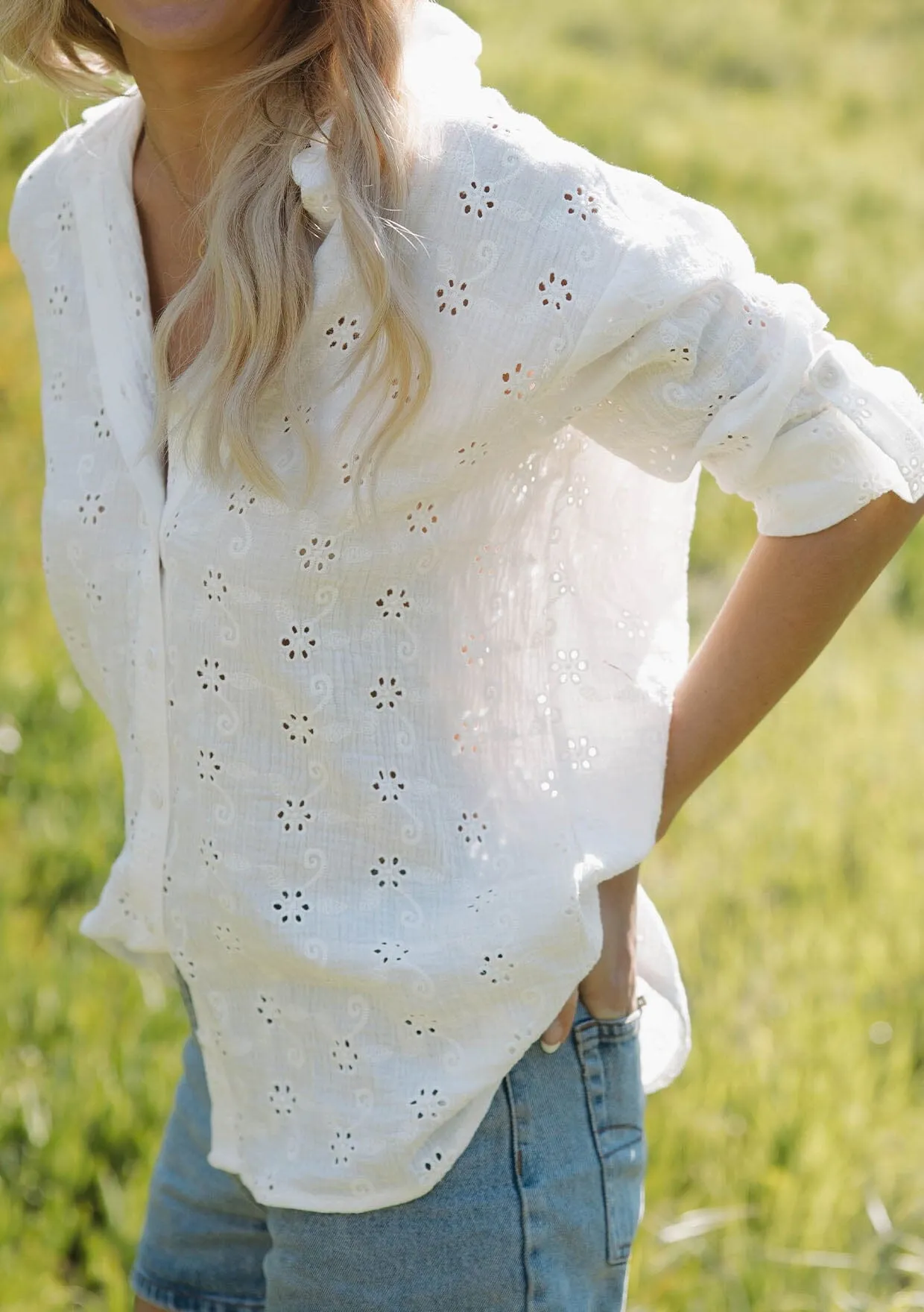 Annaliese Embroidered Eyelet Shirt