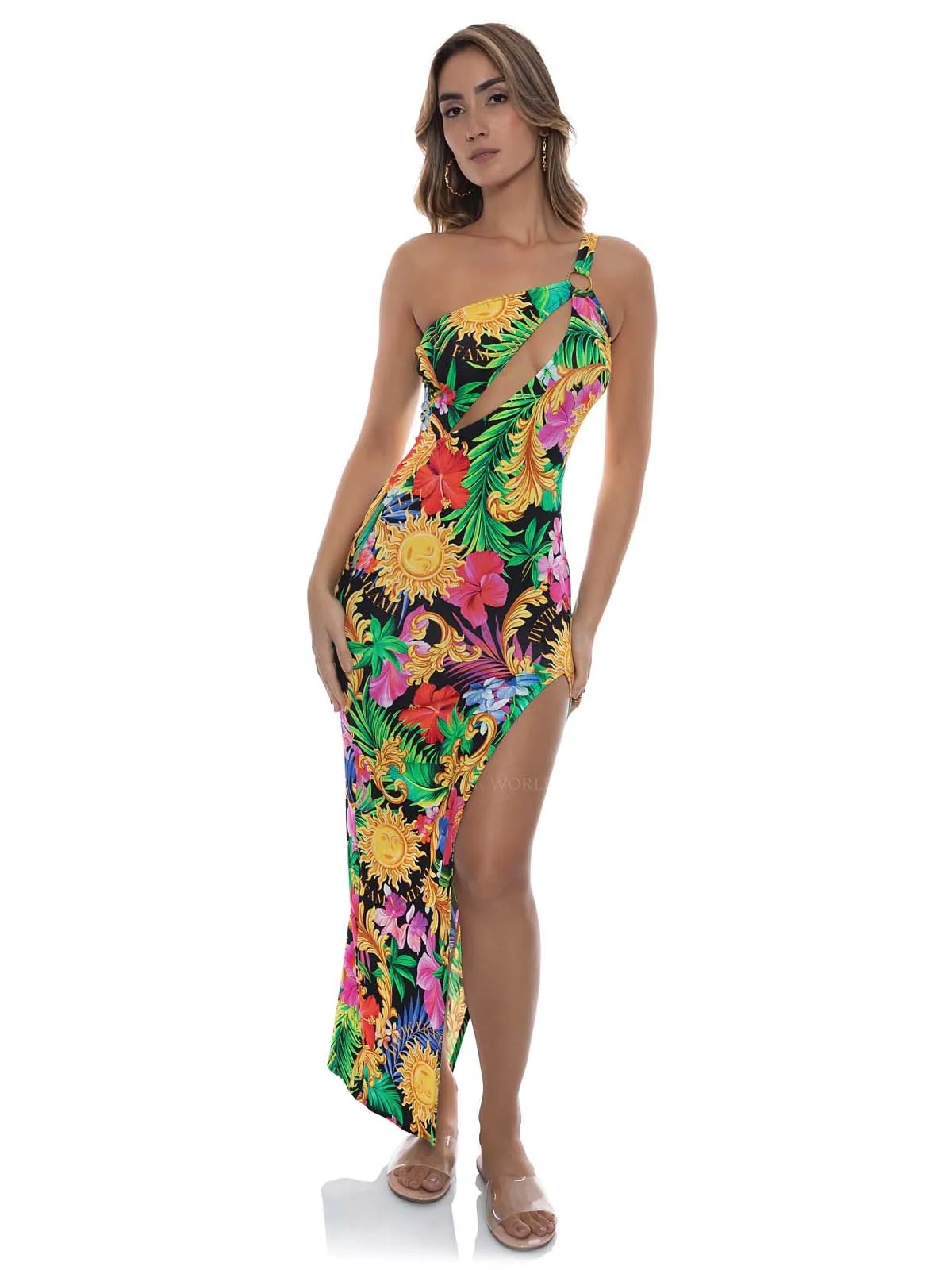 Asymmetrical Cut Out Maxi Dress