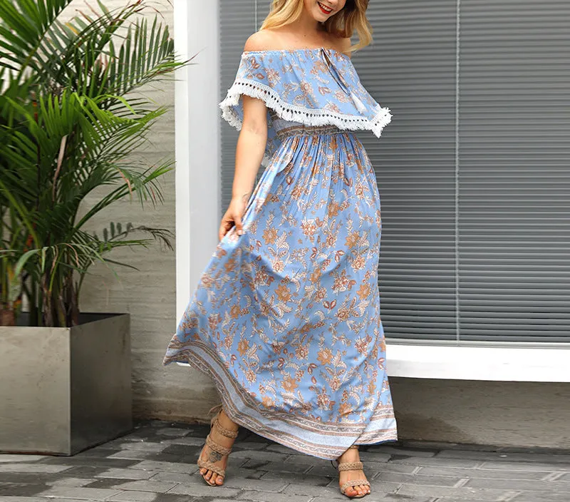 Beach Holiday Beach Skirt Lady Print Dress Bohemian Dress