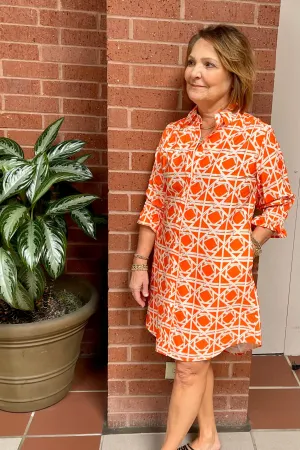 Boho Chic Orange Patterned Dress