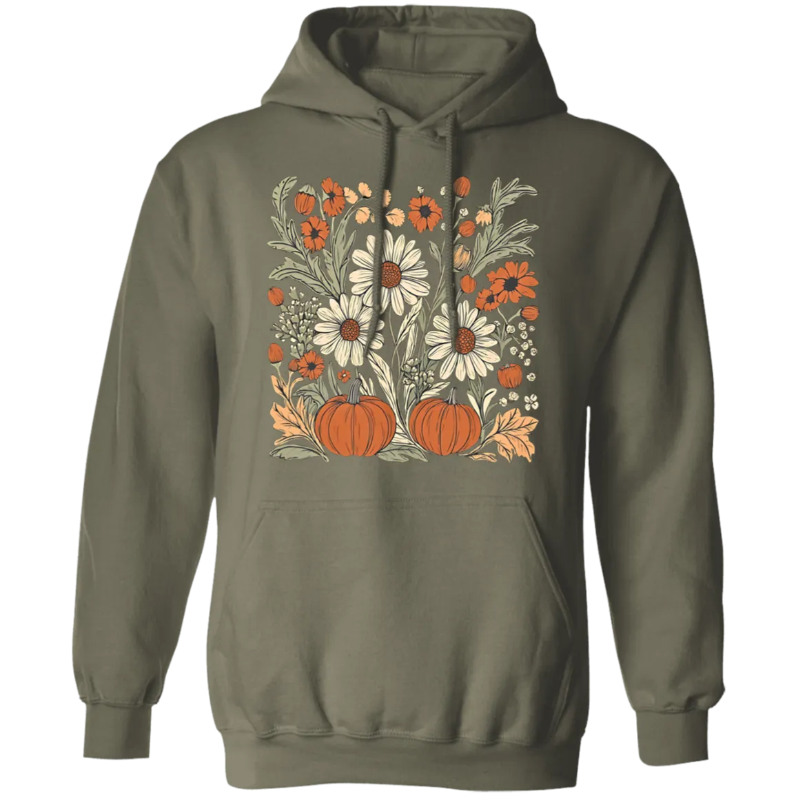 Boho Floral Pumpkin Gildan Hoodie – Cozy Fall Fashion for Autumn Lovers!