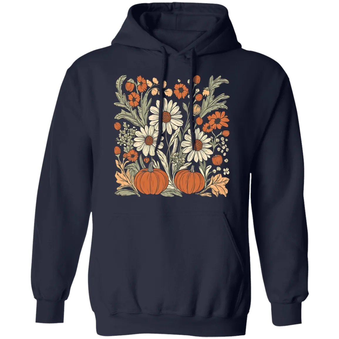 Boho Floral Pumpkin Gildan Hoodie – Cozy Fall Fashion for Autumn Lovers!