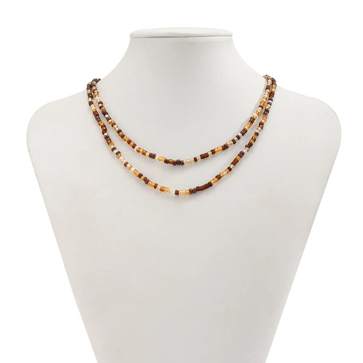 Boho Layered Seed Bead Necklace Set