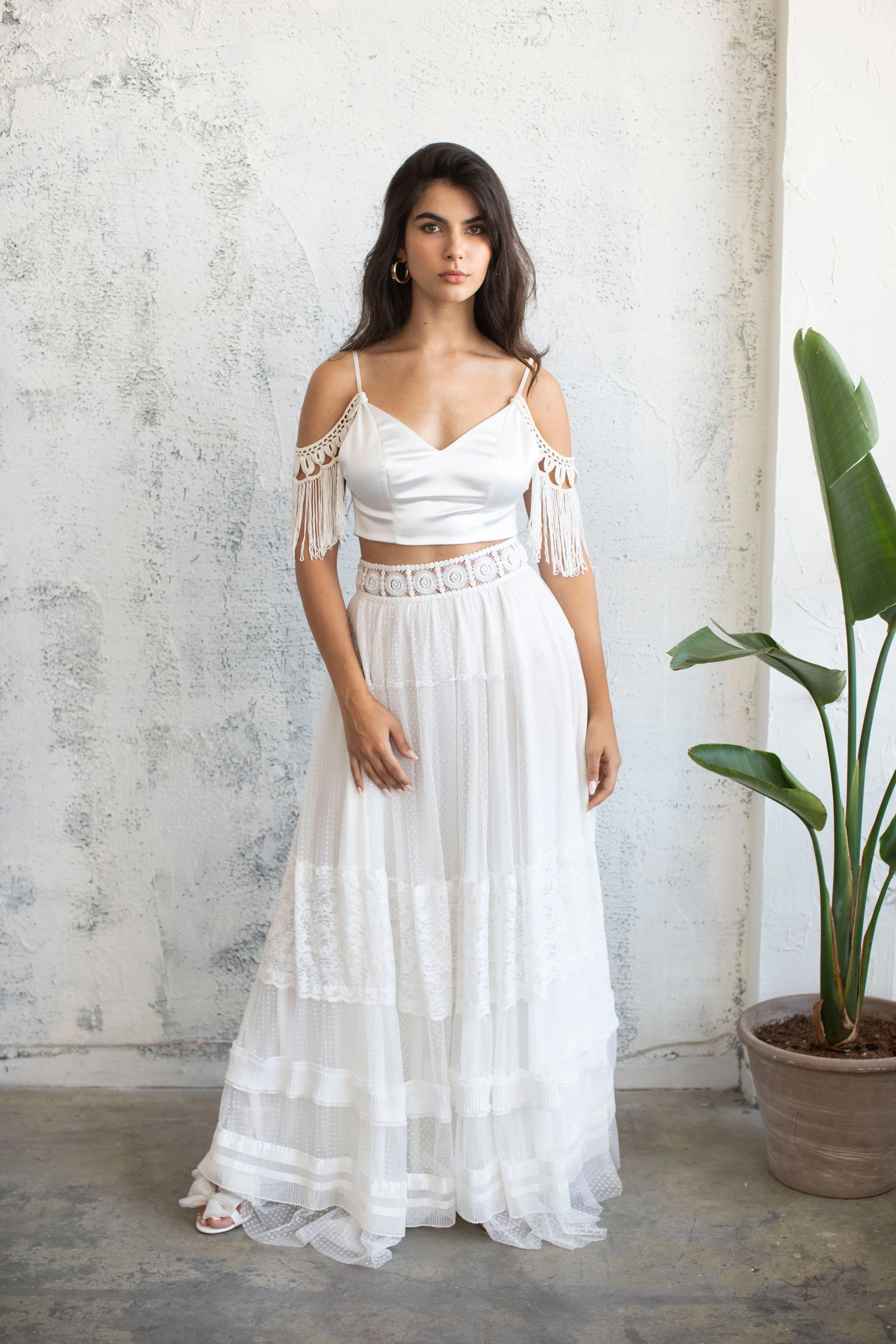 CHIFFON LACE MAXI SKIRT