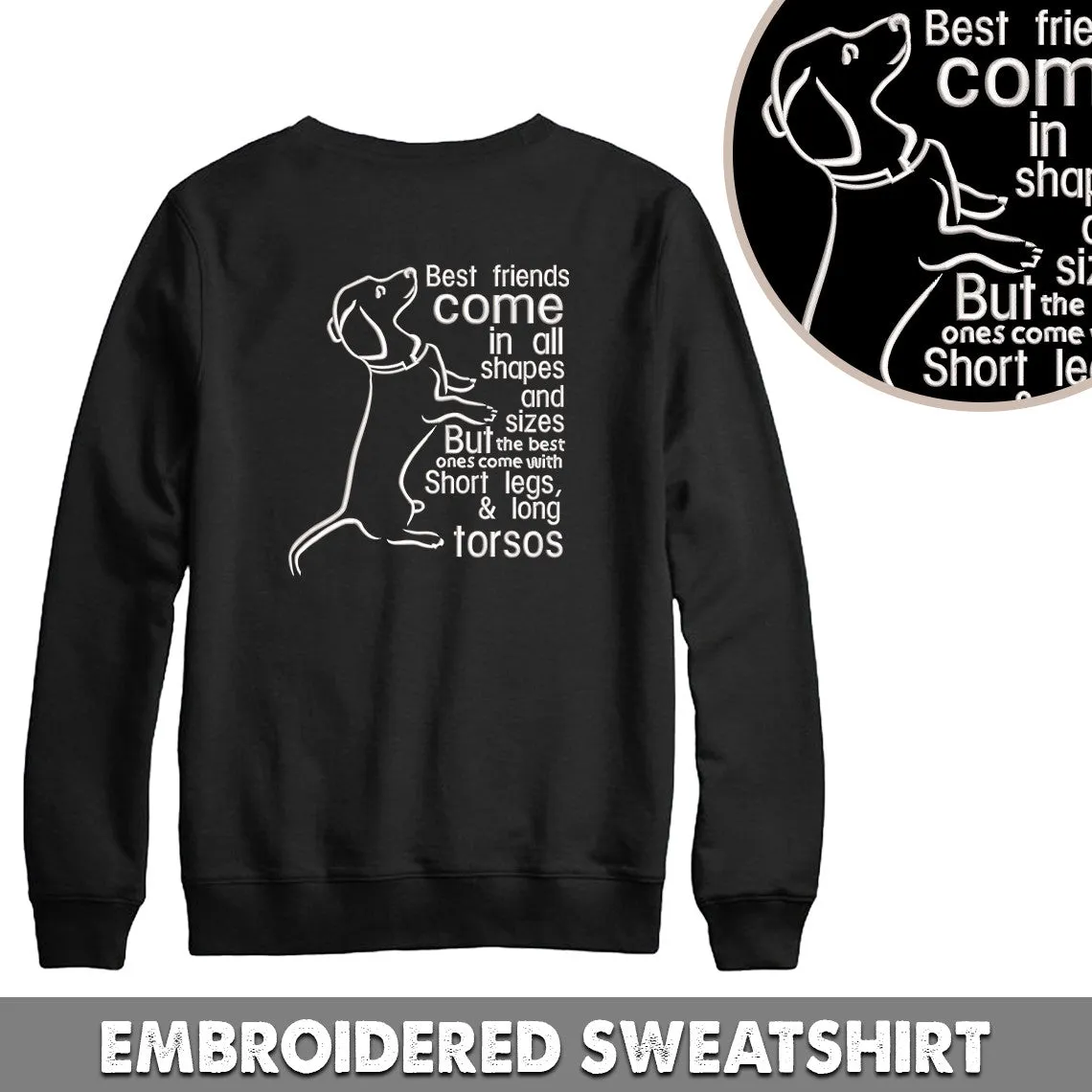 Dachshund Best Friend Embroidered Hoodie, Embroidered Sweatshirt