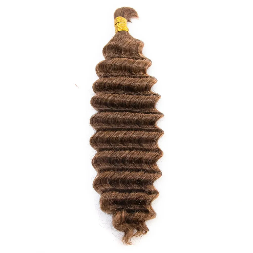 Double Drawn Burmese Color #30 Light Brown Deep Wave Human Hair Bulk