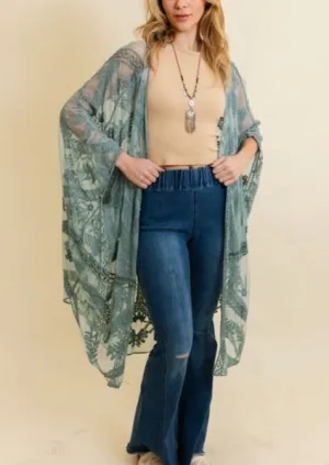 Embroidered Botanical Kimono