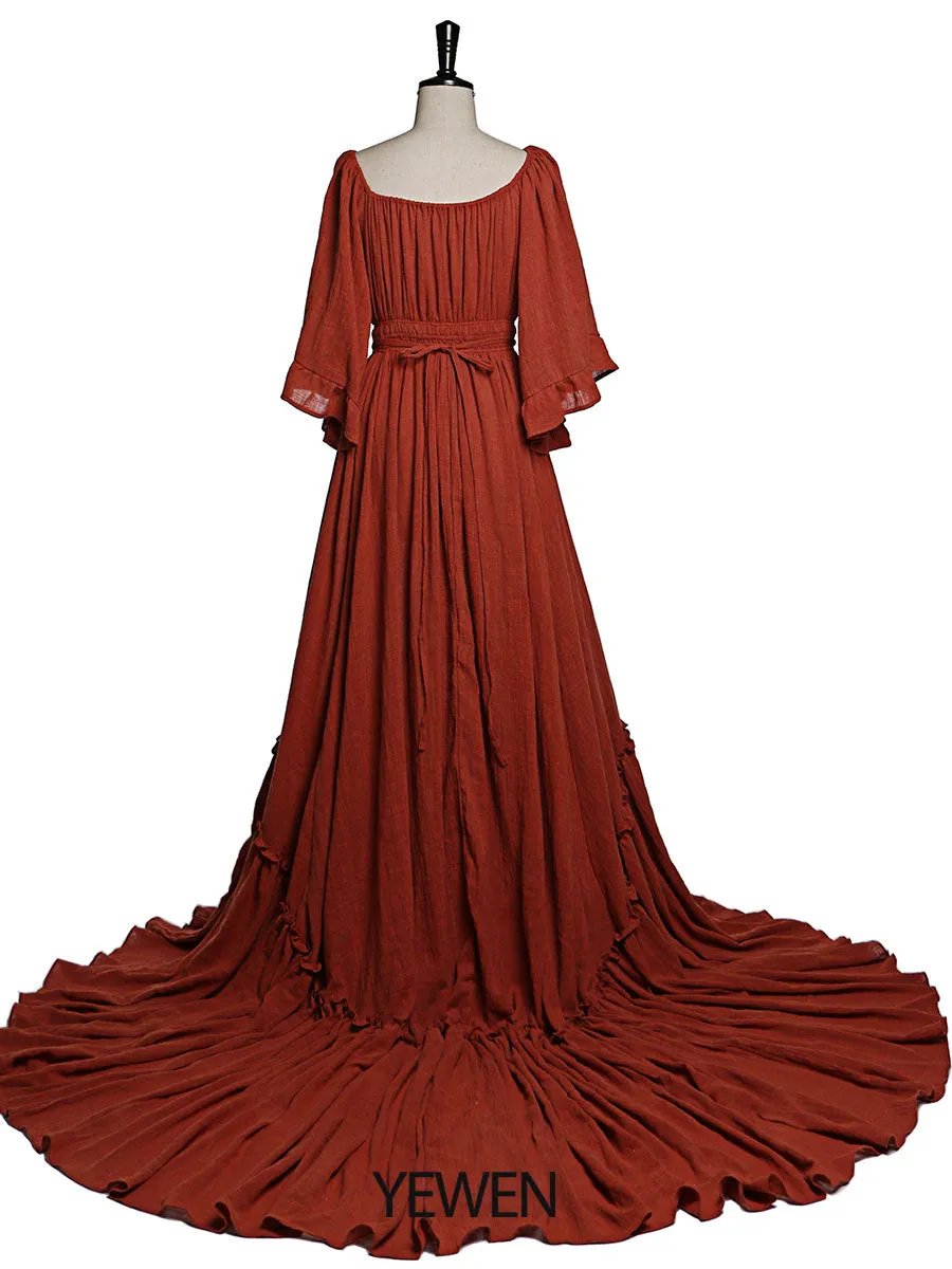 Flar Sleeves Evening Dresses Strectch Neck Photography Dresses Baby Shower Dress for Pregnant Woman YEWEN 2021 YD21829