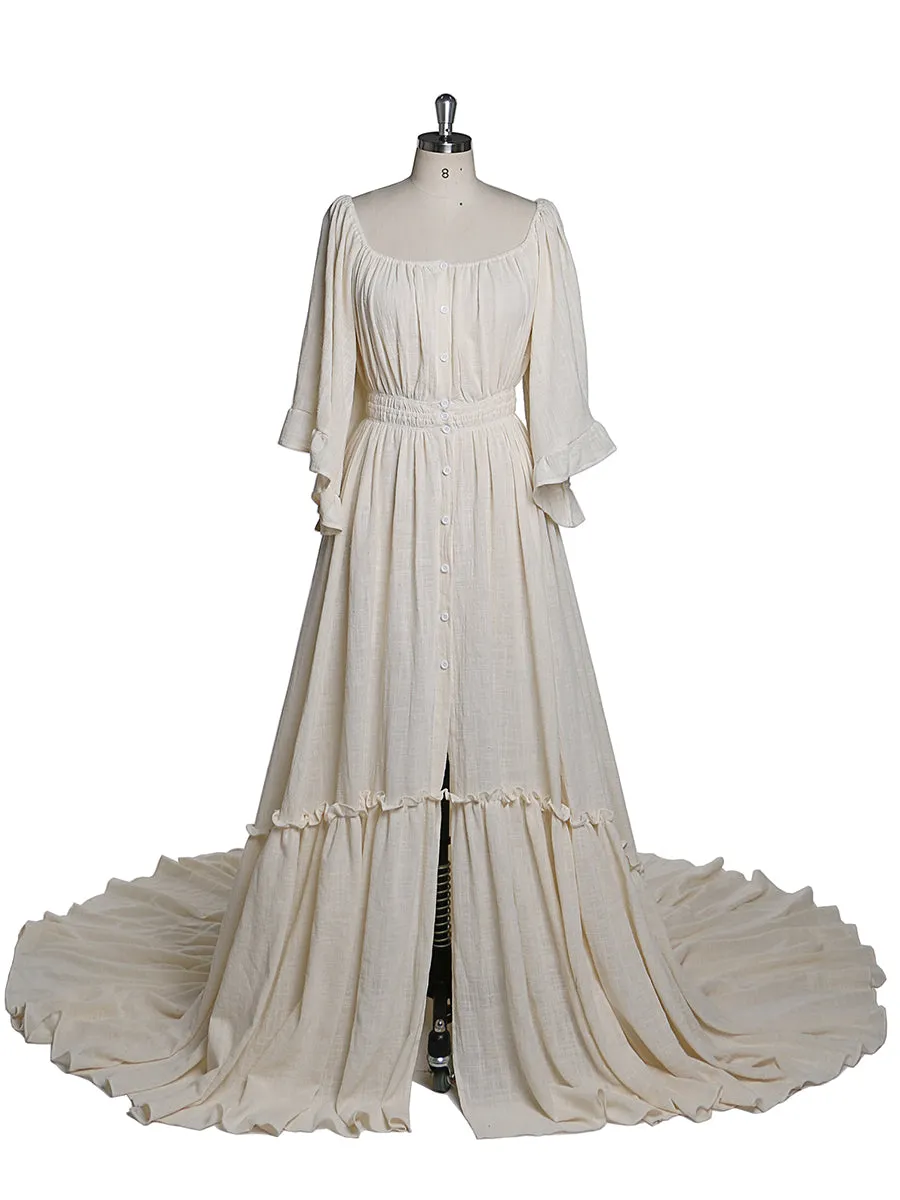 Flar Sleeves Evening Dresses Strectch Neck Photography Dresses Baby Shower Dress for Pregnant Woman YEWEN 2021 YD21829