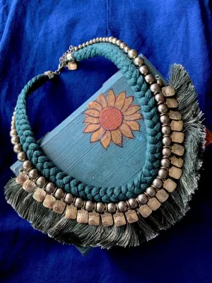 Gold Beads and Pendants Tribal Necklace