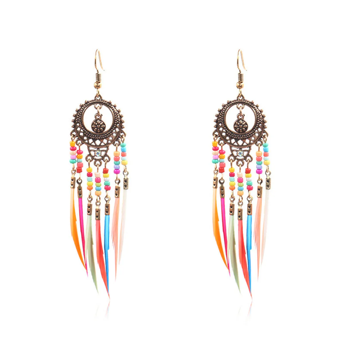 Howlite & 18K Gold-Plated Feather-Accent Drop Earrings