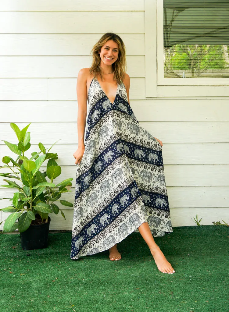 Indigo Elephant Goddess Maxi Dress