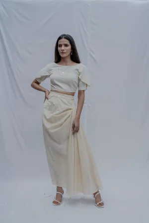 Iren - Off-White Elegant Top and Skirt Set