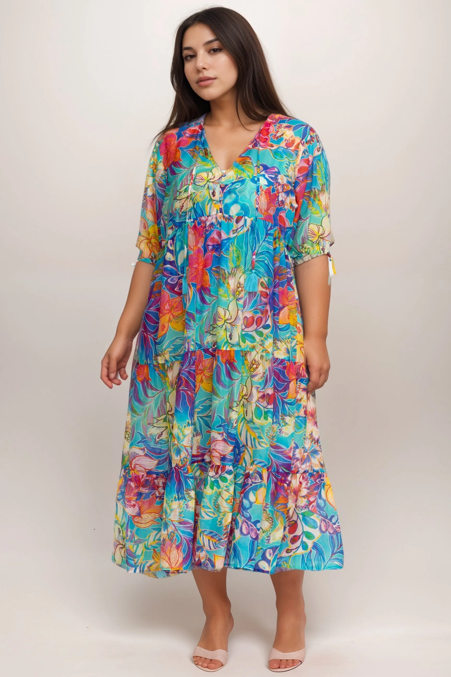 Johnny Was Helena Tiered Maxi Dress CSW8024-MX Plus Size