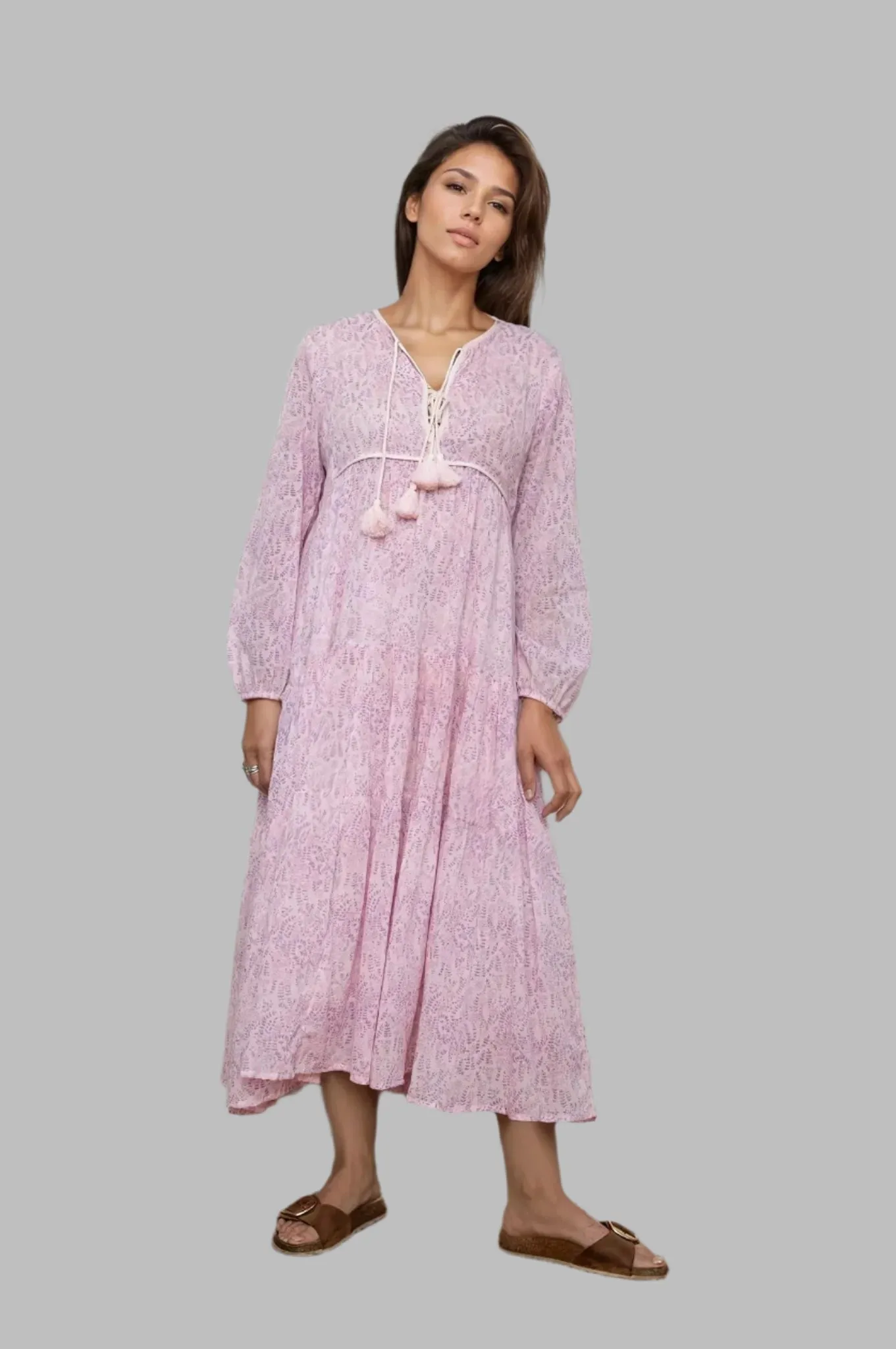 Kayla Printed Midi Dress Pink