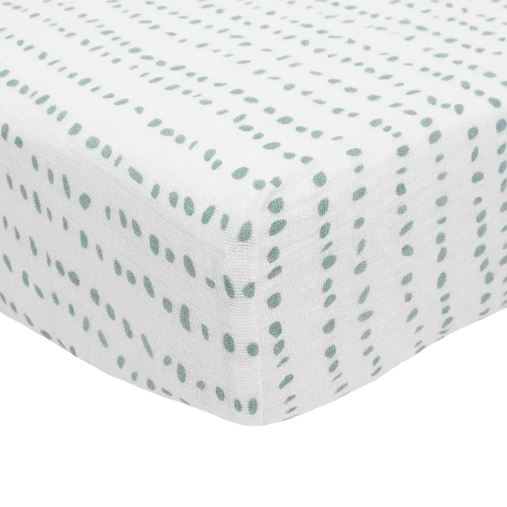 Little Unicorn Cotton Muslin Crib Sheet (Stone Stripe)