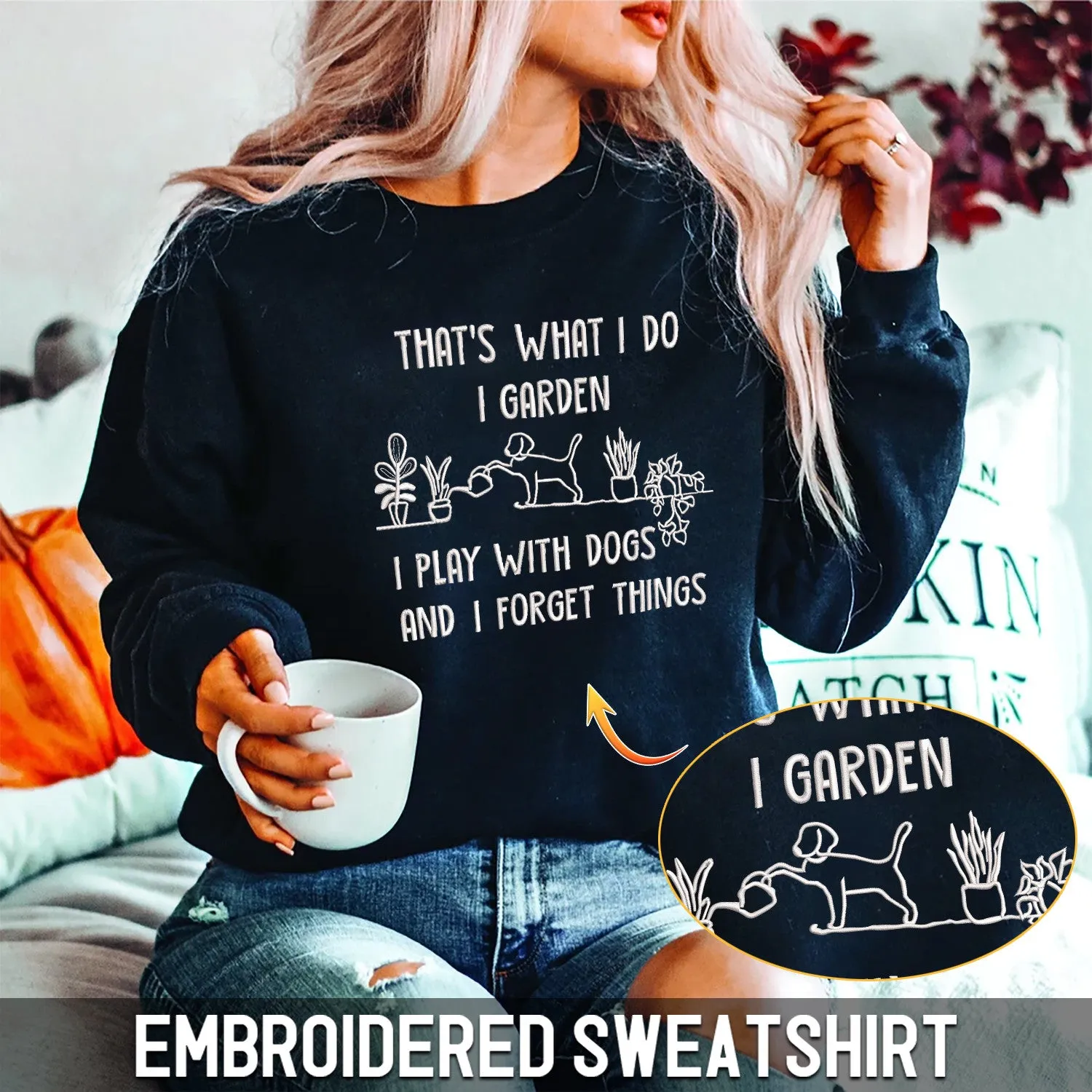 Love Dog And Garden Embroidered Sweatshirt
