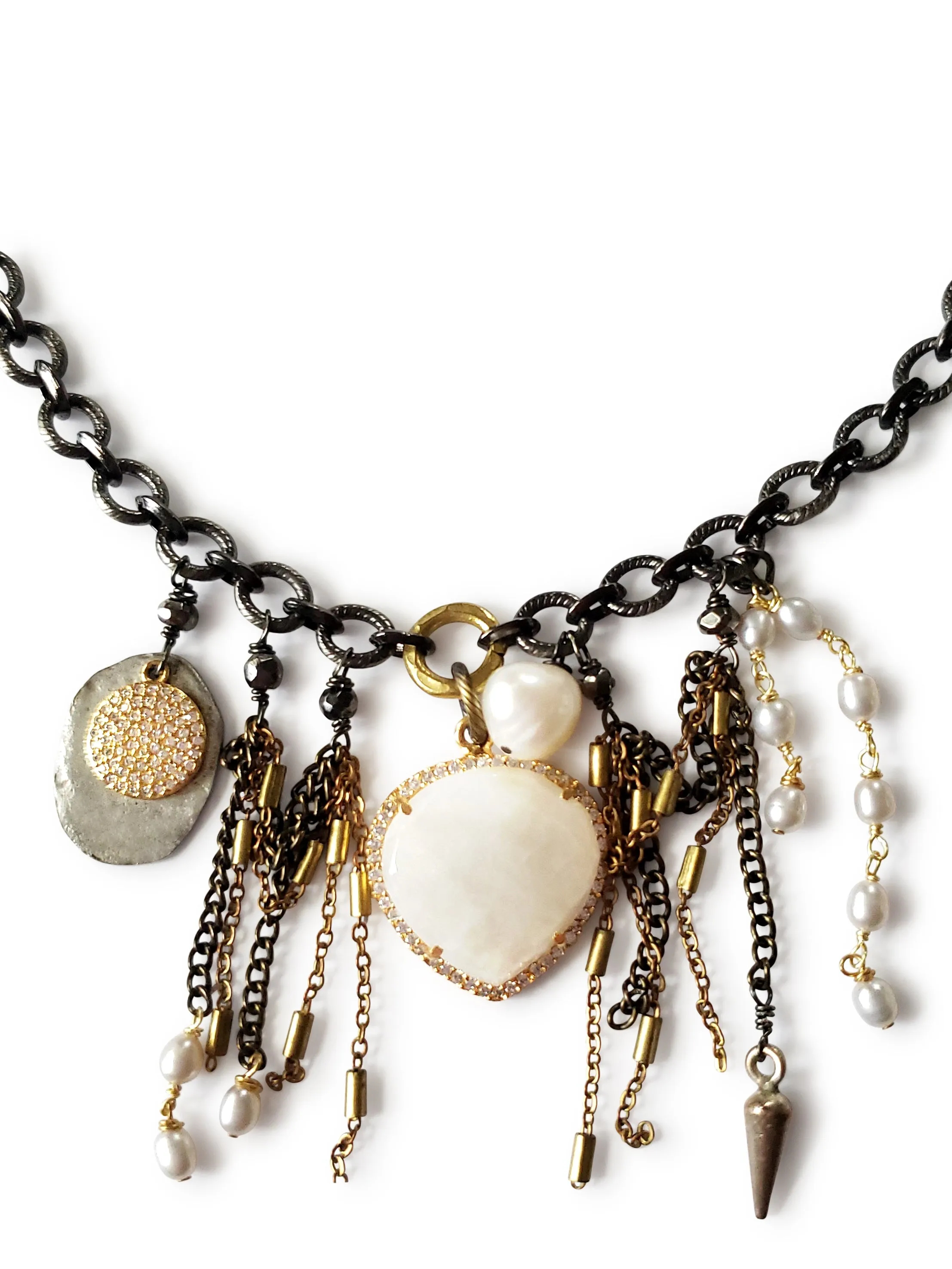 Moonstone Bohemian Fringe Necklace