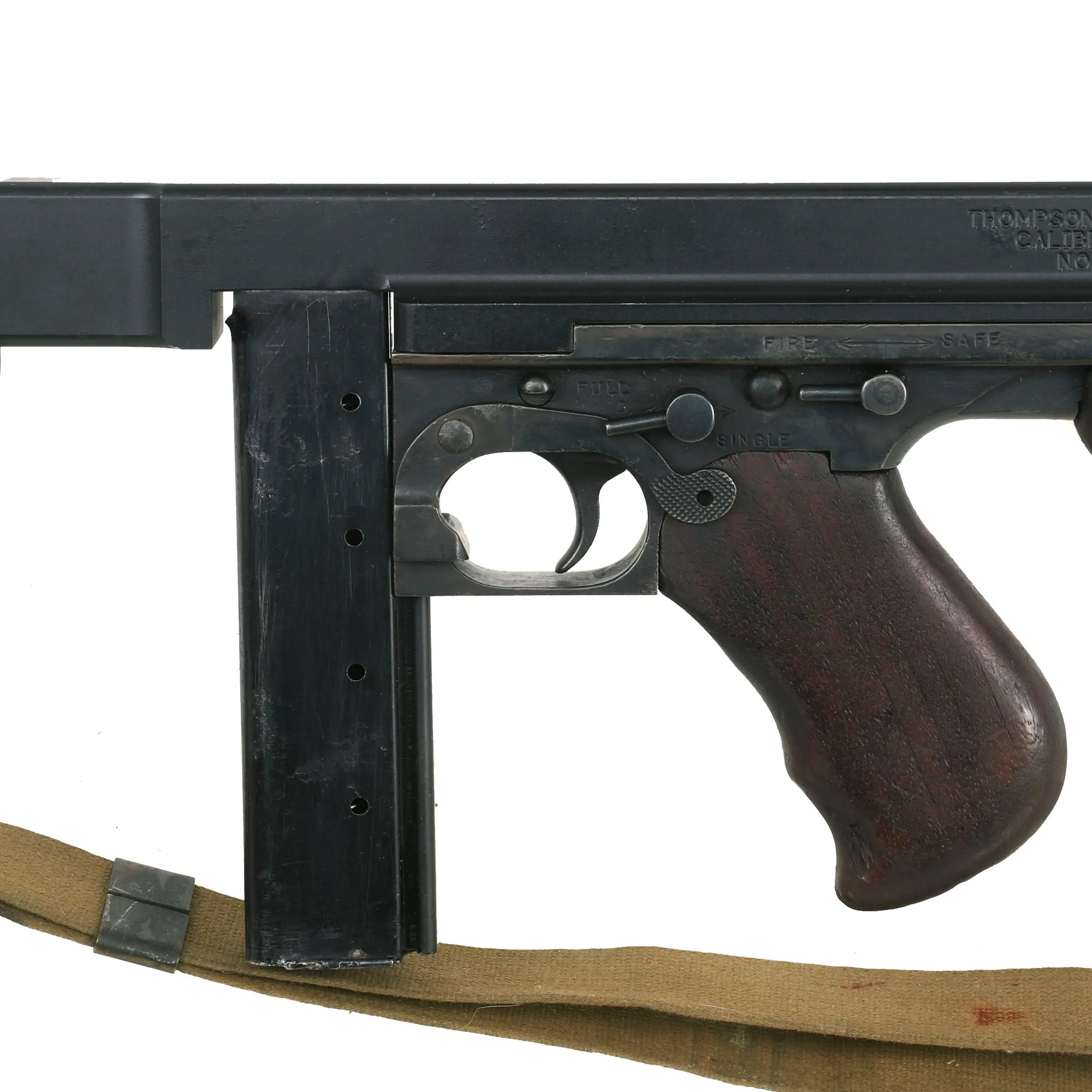Original U.S. WWII Thompson M1A1 Aluminum Receiver Display Submachine Gun Serial 58986 with Live Barrel, Magazine, Sling