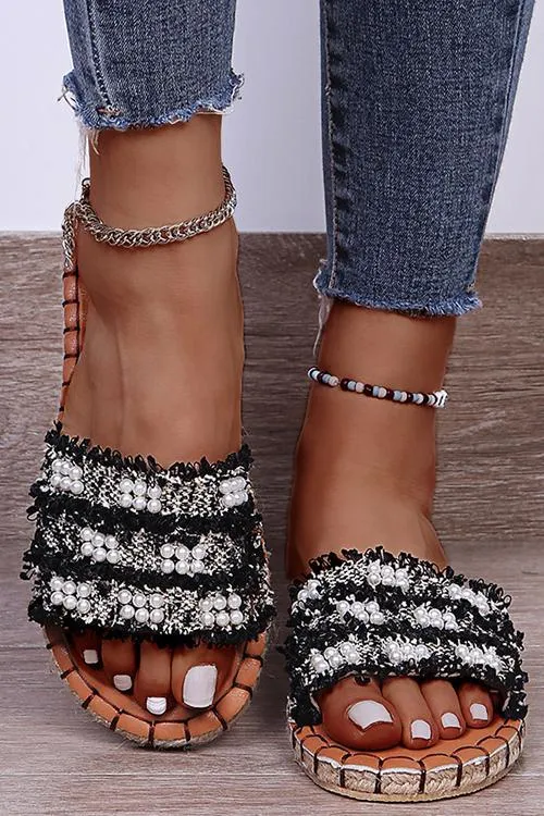 Pearl Tassels Flat Slipper