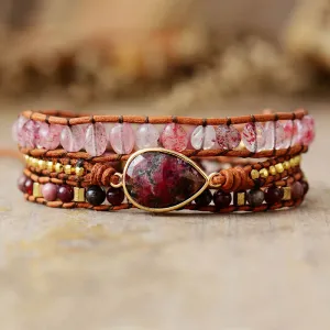 Red Imperial Jasper Wrap Bracelet