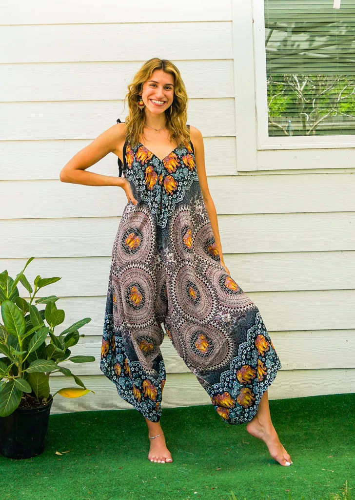Taupe Elephant Mandala Jumpsuit
