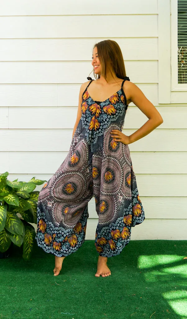 Taupe Elephant Mandala Jumpsuit