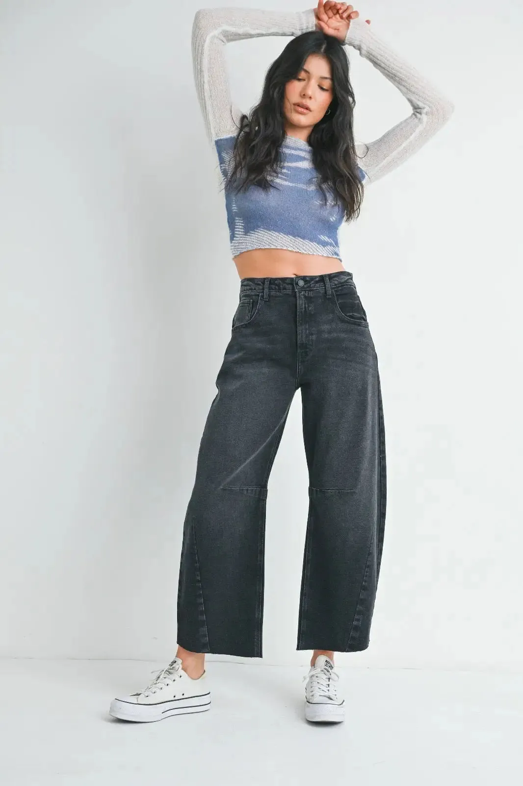 THE SEAMED BARREL WILD LEG DENIM JEANS