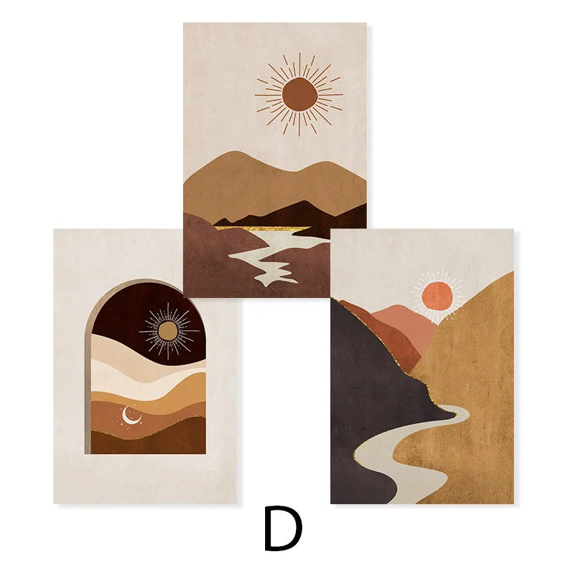 Trendy Boho Nature Mountain Scene Wall Art