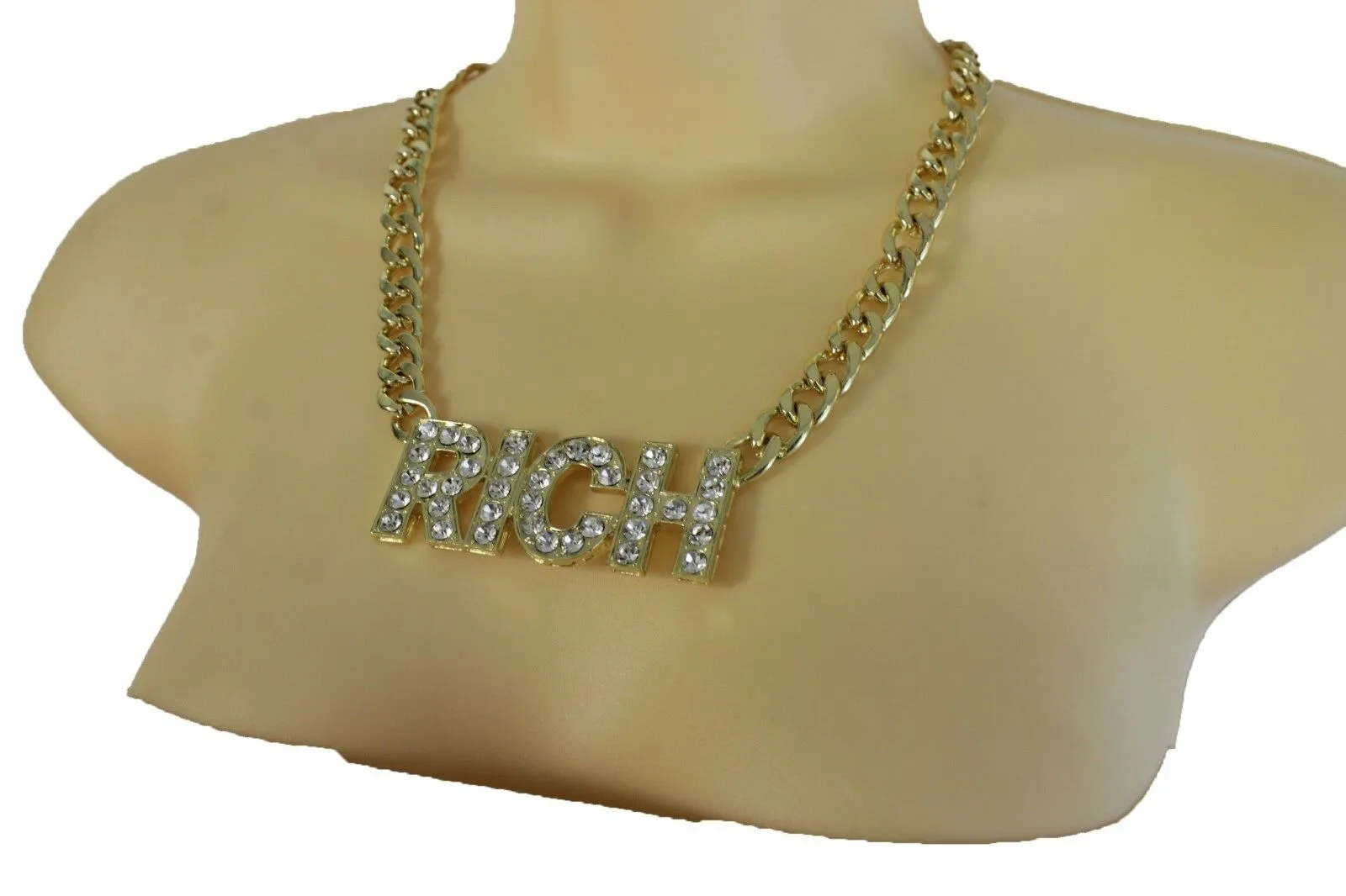Women Gold Metal Fashion Necklace Chunky Chain Link Jewelry RICH Bling Hip Hop