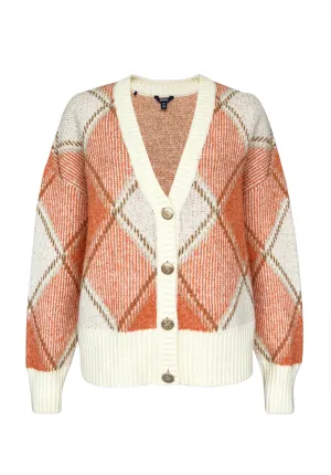Zuri Women's Oversized Cardigan in Orange Plaid - SW0019F